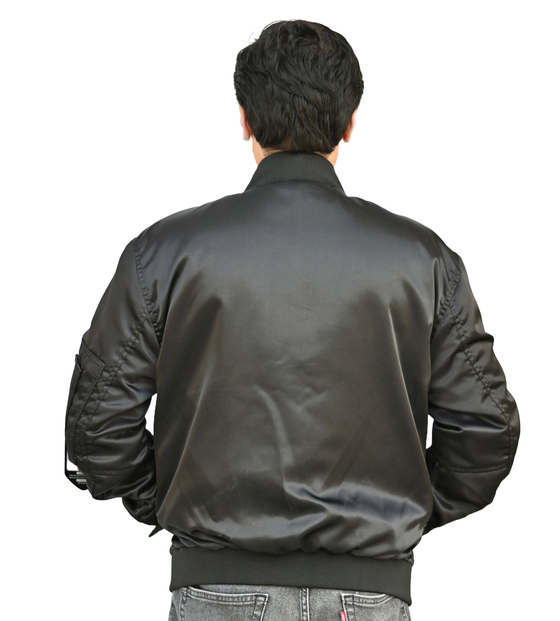 Letterman College Varsity Bomber Satin Jackets Quality Jacket Sports Wear Black Satin