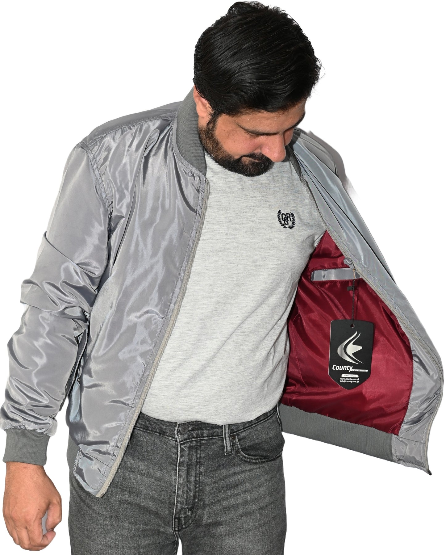 Letterman College Varsity Bomber Satin Jackets Quality Jacket Sports Wear Silver Gray Satin