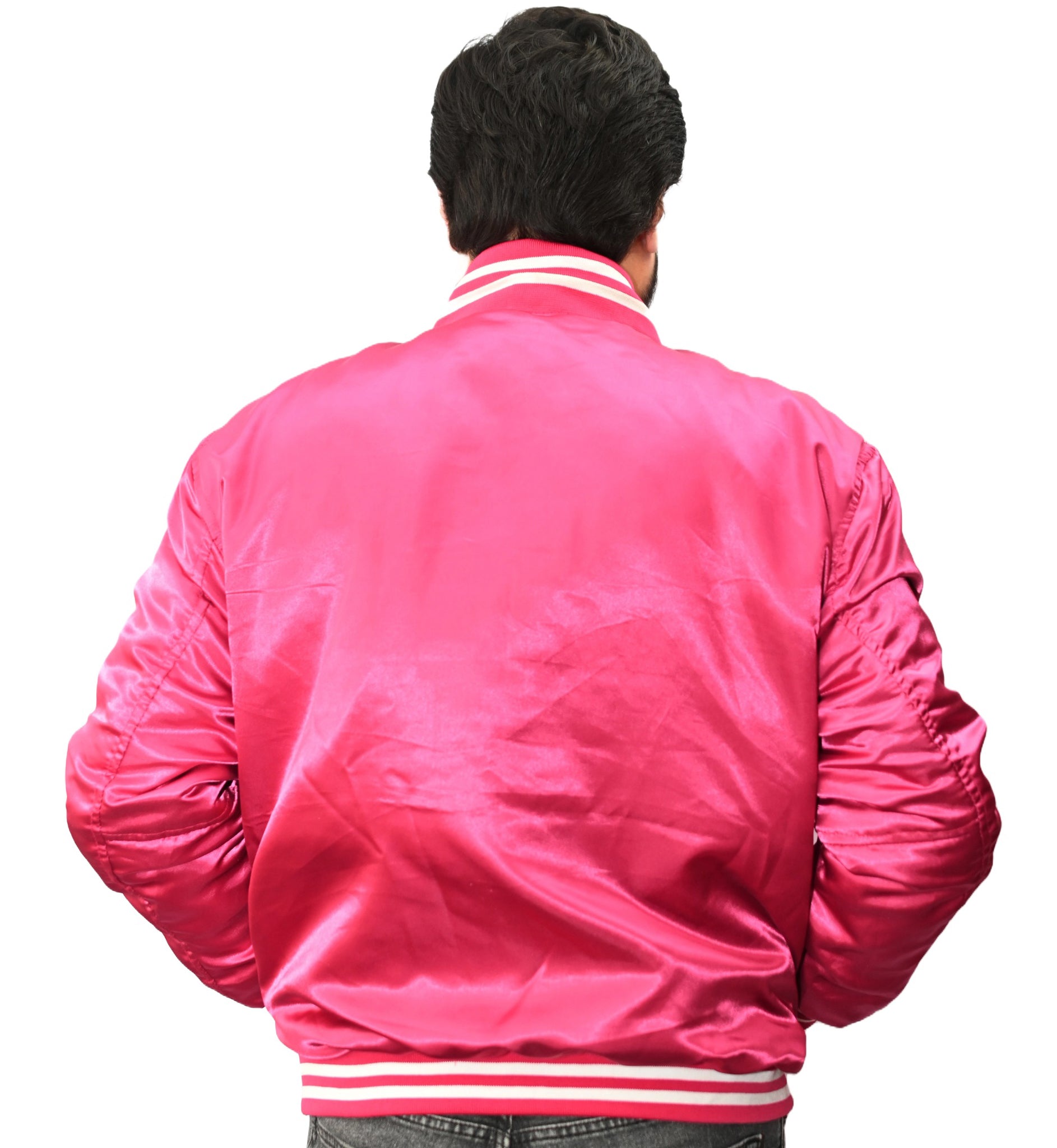New Letterman Baseball College Varsity Bomber Sports Wear Jacket Hot Pink 
