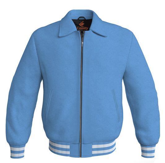 Baseball Letterman Bomber Classic Satin Jacket Sports Wear Sky Blue