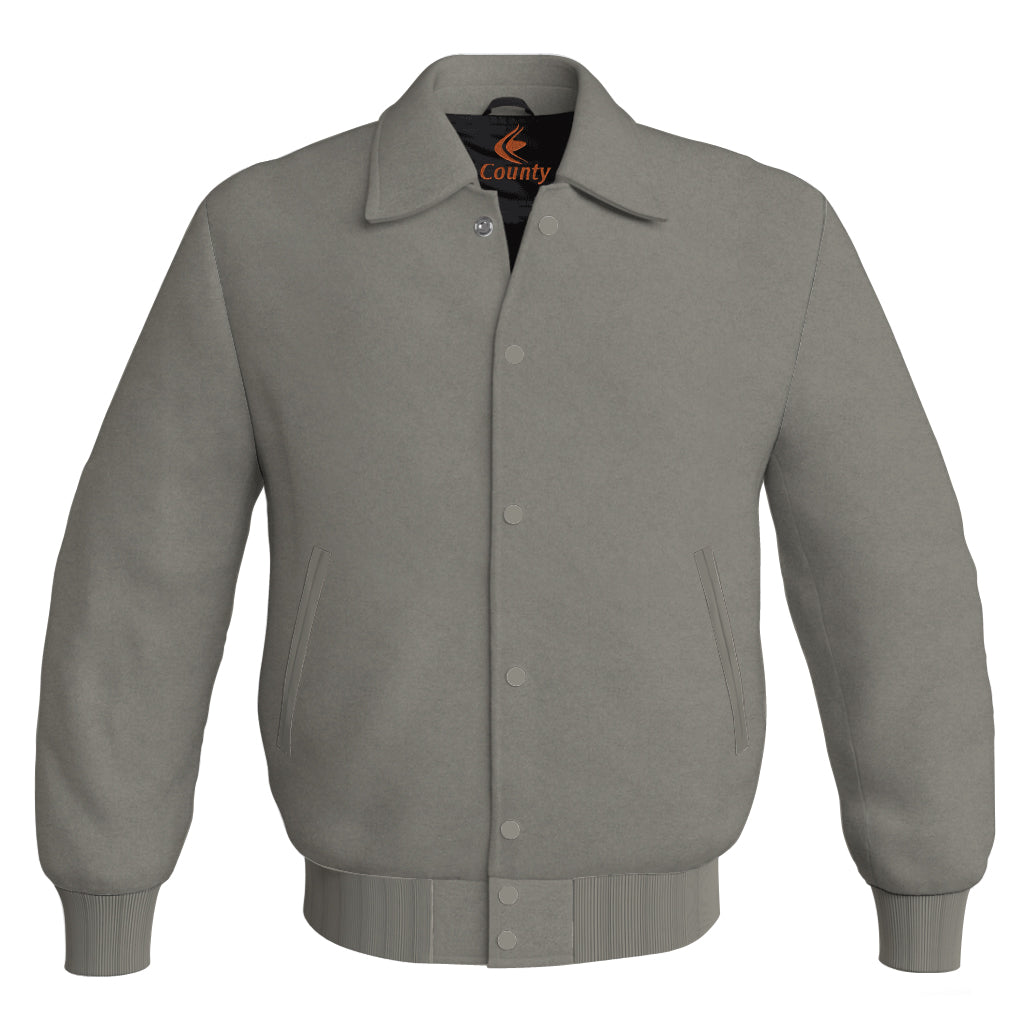 Letterman Baseball Classic Varsity Jacket Sports Wear Gray Satin