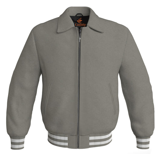 Baseball Letterman Bomber Classic Satin Jacket Sports Wear Gray
