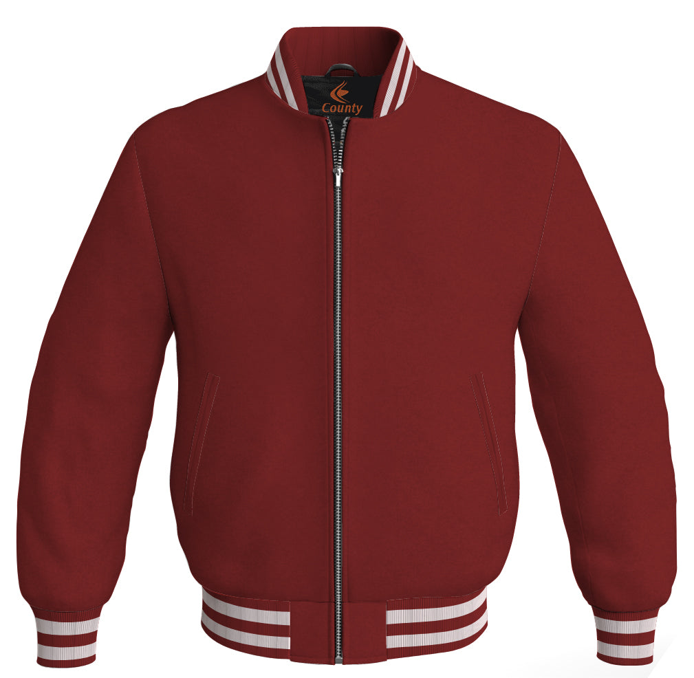 Team Varsity Jackets Maroon Body Sleeves Wool Fleece Bomber Letterman Jacket