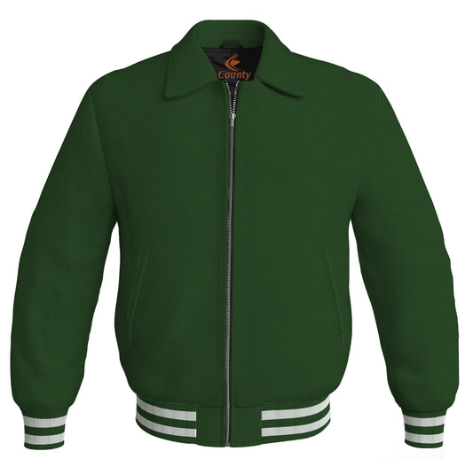 Baseball Letterman Bomber Classic Satin Jacket Sports Wear Forest Green