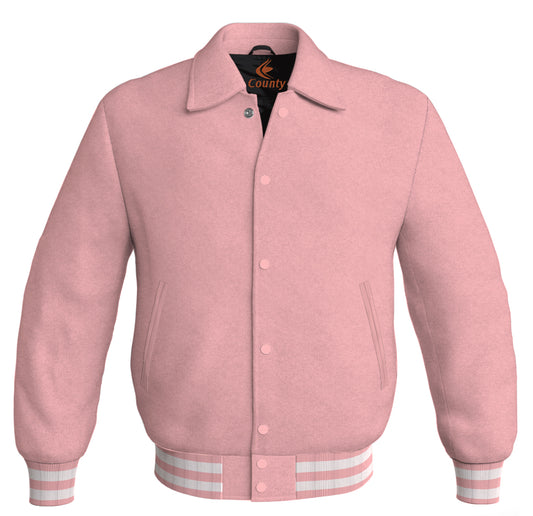 Baseball Letterman Classic Varsity Jacket Sports Wear Pink Satin