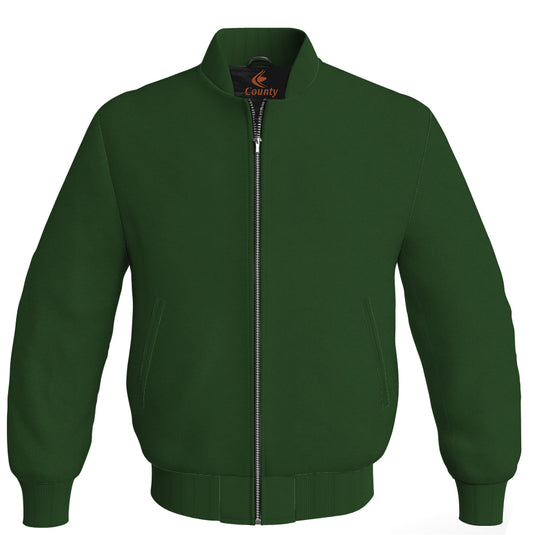 Varsity Bomber Jackets Letterman Baseball Forest Green Body Sleeves Wool/Fleece