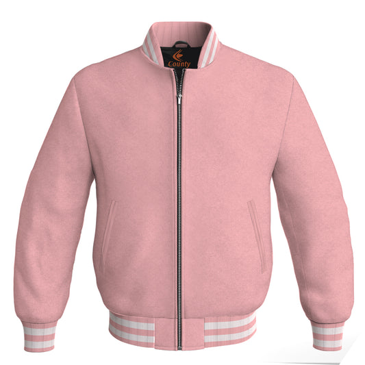 Varsity Bomber Jackets Baseball Letterman Pink Body Sleeves Wool/Fleece