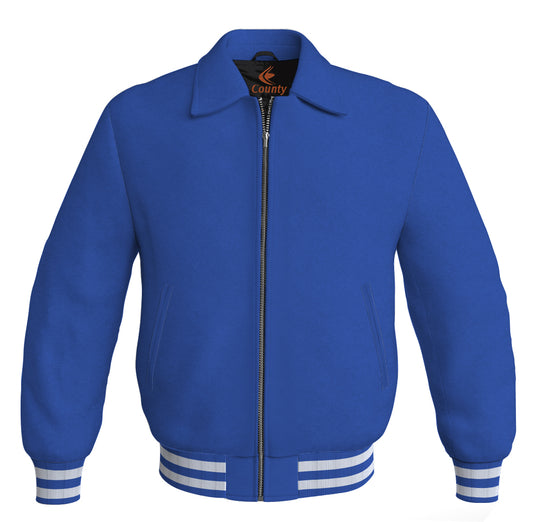 Baseball Letterman Bomber Classic Satin Jacket Sports Wear Royal Blue
