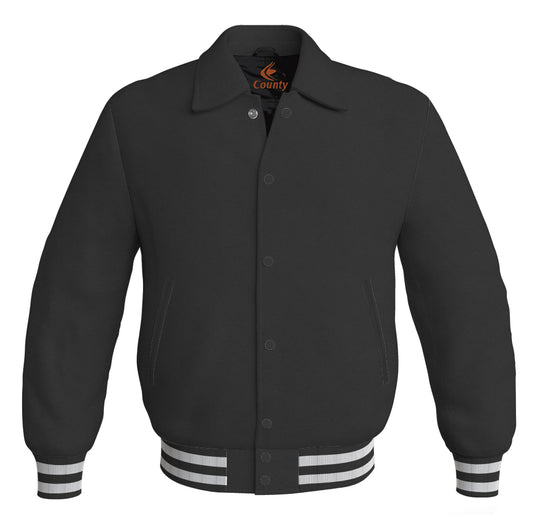 Baseball Letterman Classic Varsity Jacket Sports Wear Black Satin