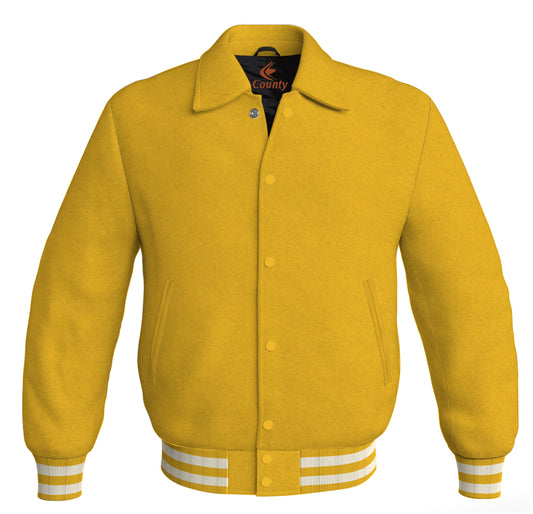 Baseball Letterman Classic Varsity Jacket Sports Wear Yellow/Gold Satin