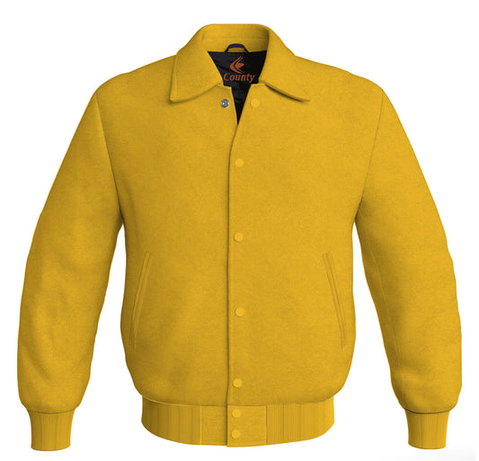 Letterman Baseball Classic Varsity Jacket Sports Wear Yellow/Gold Satin
