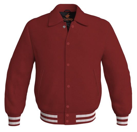 Baseball Letterman Classic Varsity Jacket Sports Wear Maroon Satin