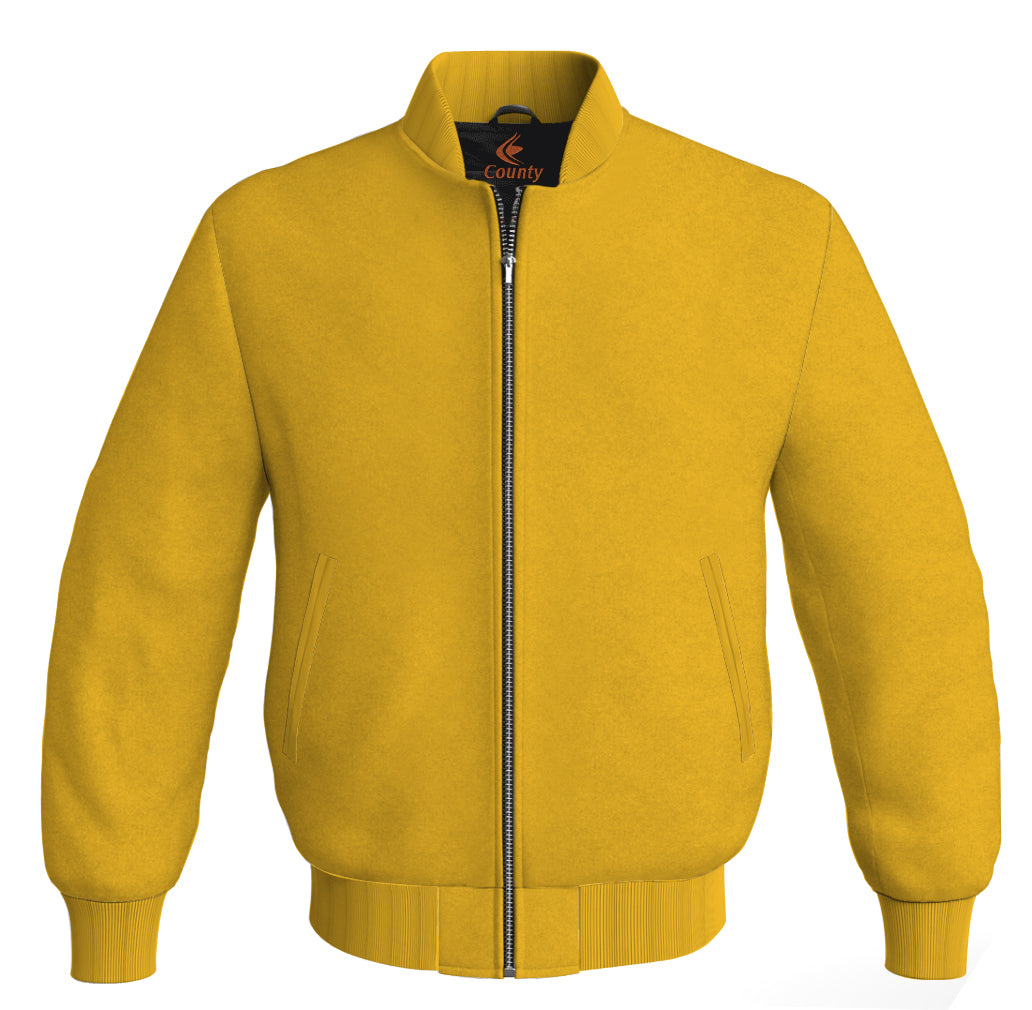 Varsity Jacket Mens Bomber Yellow Body Sleeves Wool Fleece Custom Made Letterman Jackets