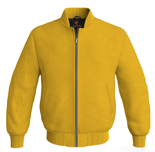 Varsity Bomber Jackets Letterman Baseball Yellow/Gold Body Sleeves Wool/Fleece