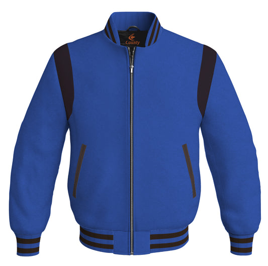 Letterman Baseball Bomber Retro Jacket Royal Blue Body Brown Leather Inserts