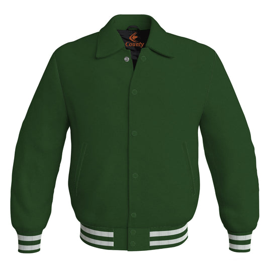 Baseball Letterman Classic Varsity Jacket Sports Wear Forest Green Satin