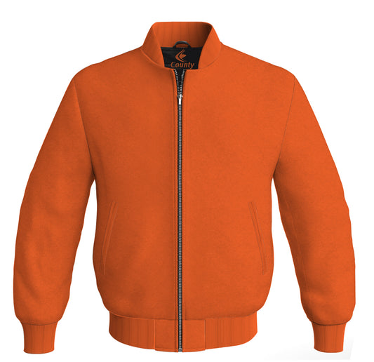 Varsity Bomber Jackets Letterman Baseball Orange Body Sleeves Wool/Fleece