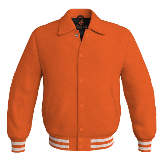 Baseball Letterman Classic Varsity Jacket Sports Wear Orange Satin