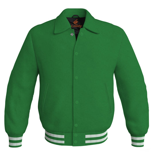 Baseball Letterman Classic Varsity Jacket Sports Wear Green Satin