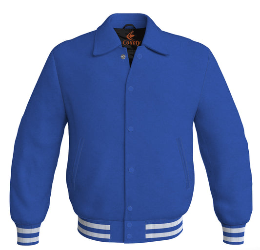 Baseball Letterman Classic Varsity Jacket Sports Wear Royal Blue Satin