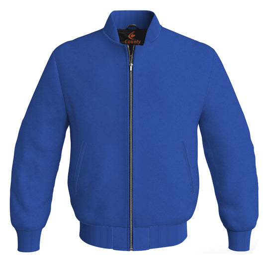 Varsity Bomber Jackets Letterman Baseball Royal Blue Body Sleeves Wool/Fleece