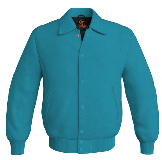 Letterman Baseball Classic Varsity Jacket Sports Wear Turquoise Satin