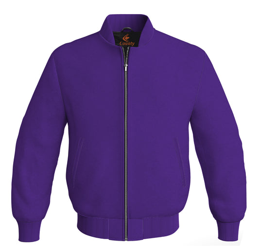 Varsity Bomber Jackets Letterman Baseball Purple Body Sleeves Wool/Fleece