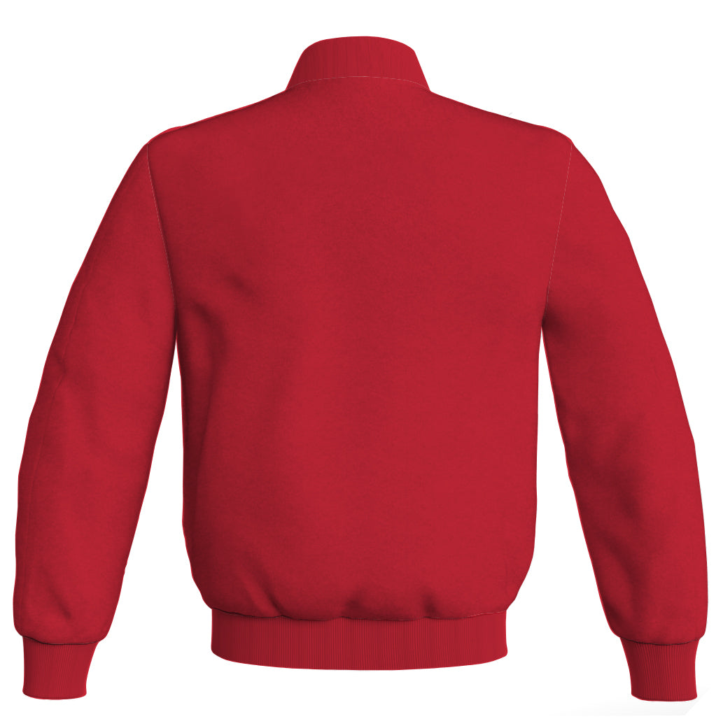 Varsity Bomber Jackets Letterman Baseball Red Body Sleeves Fleece