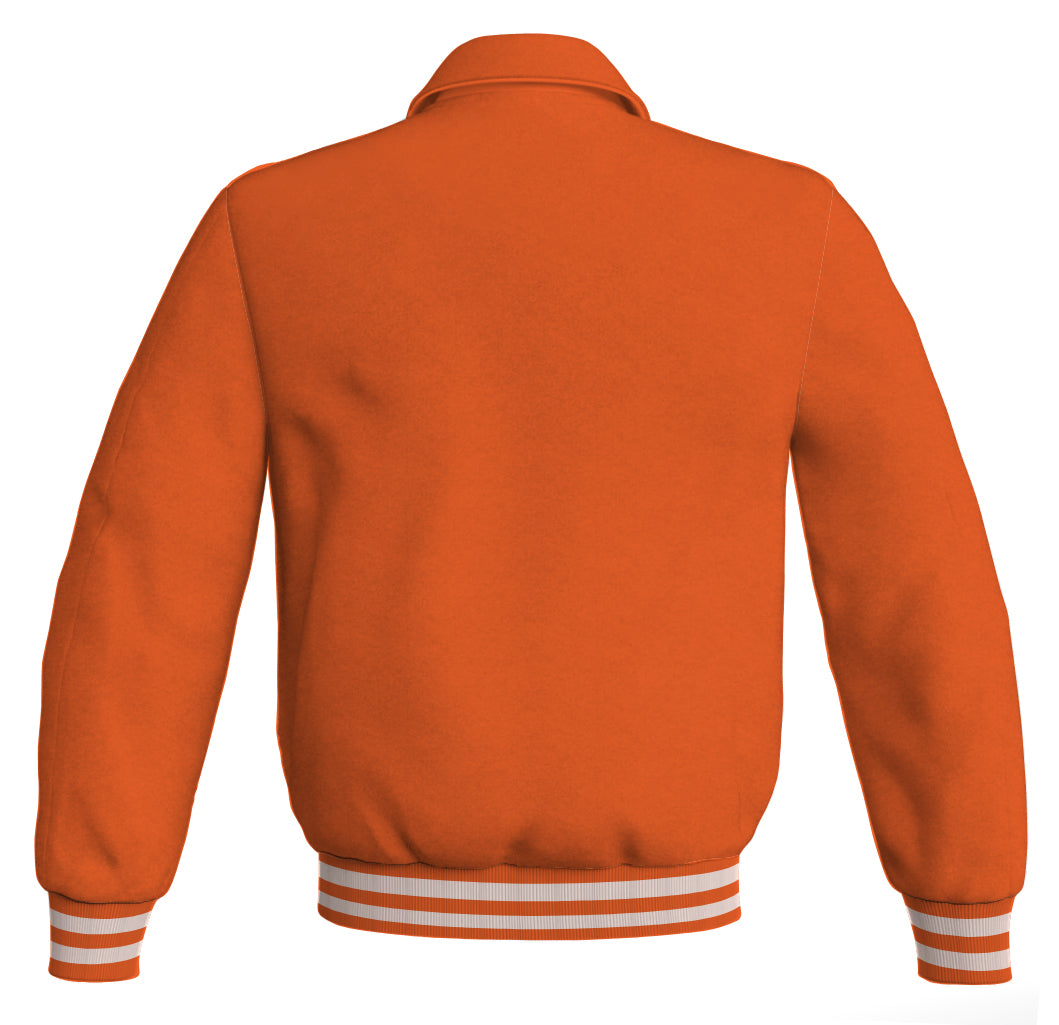 Baseball letterman bomber jacket in classic satin, orange sports wear.