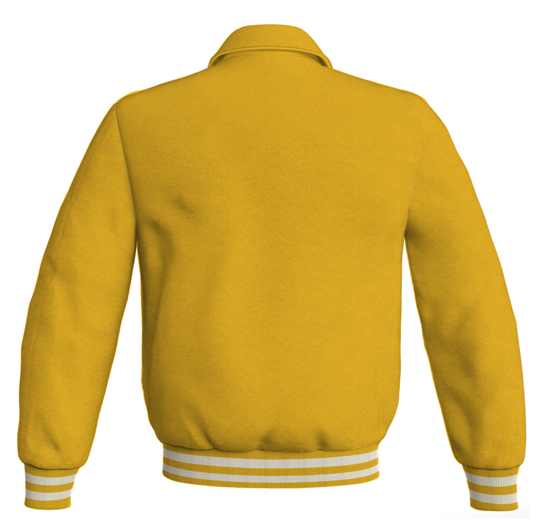 Classic yellow/gold satin jacket, perfect for baseball letterman style.