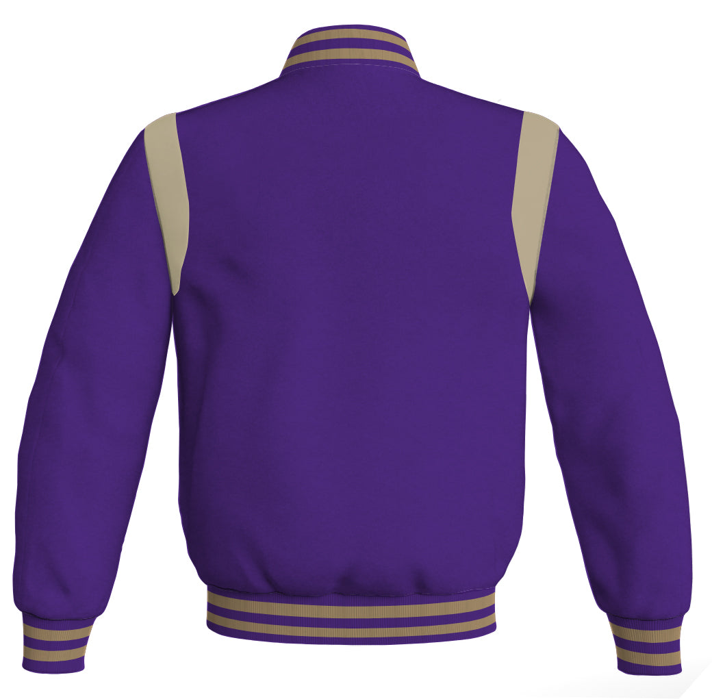Letterman Baseball Bomber Retro Jacket Purple Body Cream Leather Inserts
