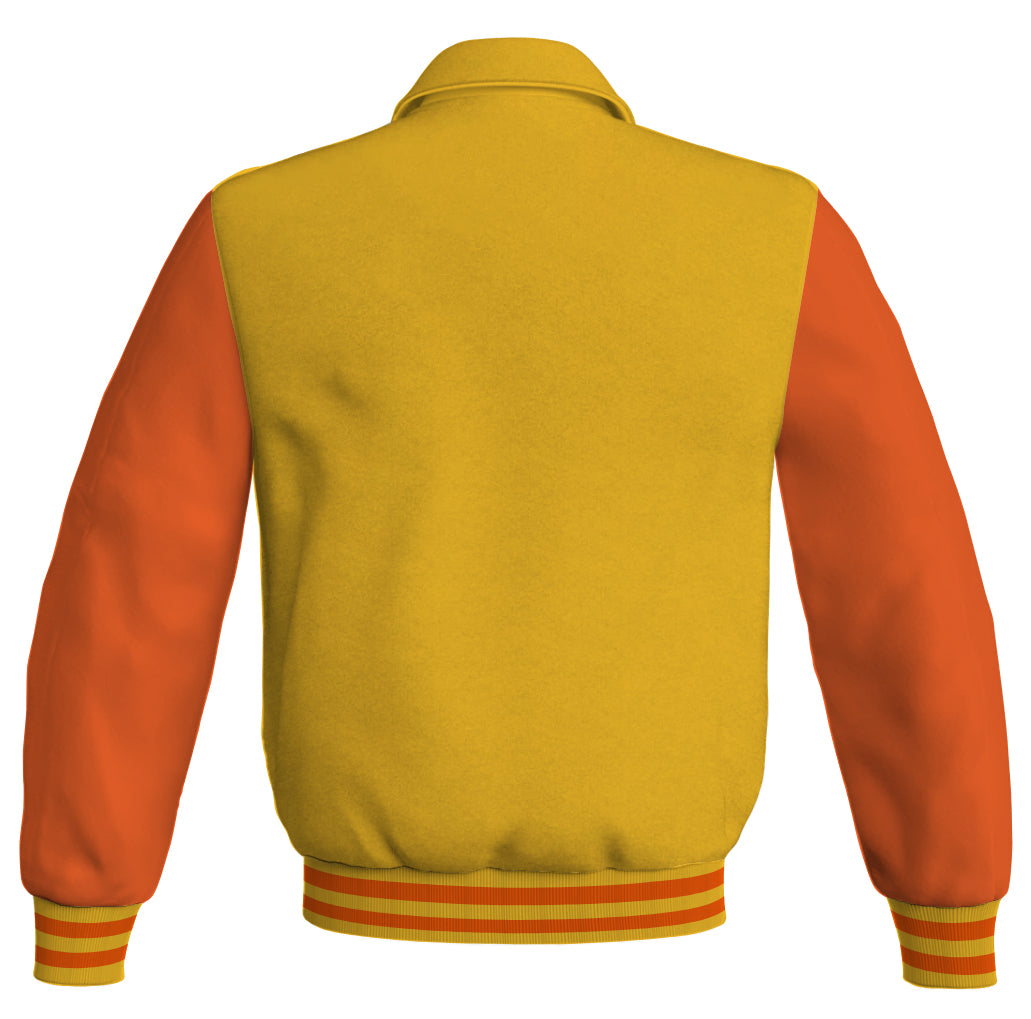 Luxury Bomber Classic Jacket Yellow/Gold Body and Orange Leather