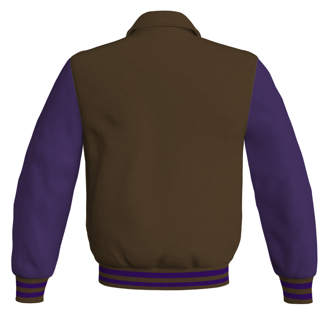 Bomber Classic Jacket Brown Body and Purple Leather Sleeves