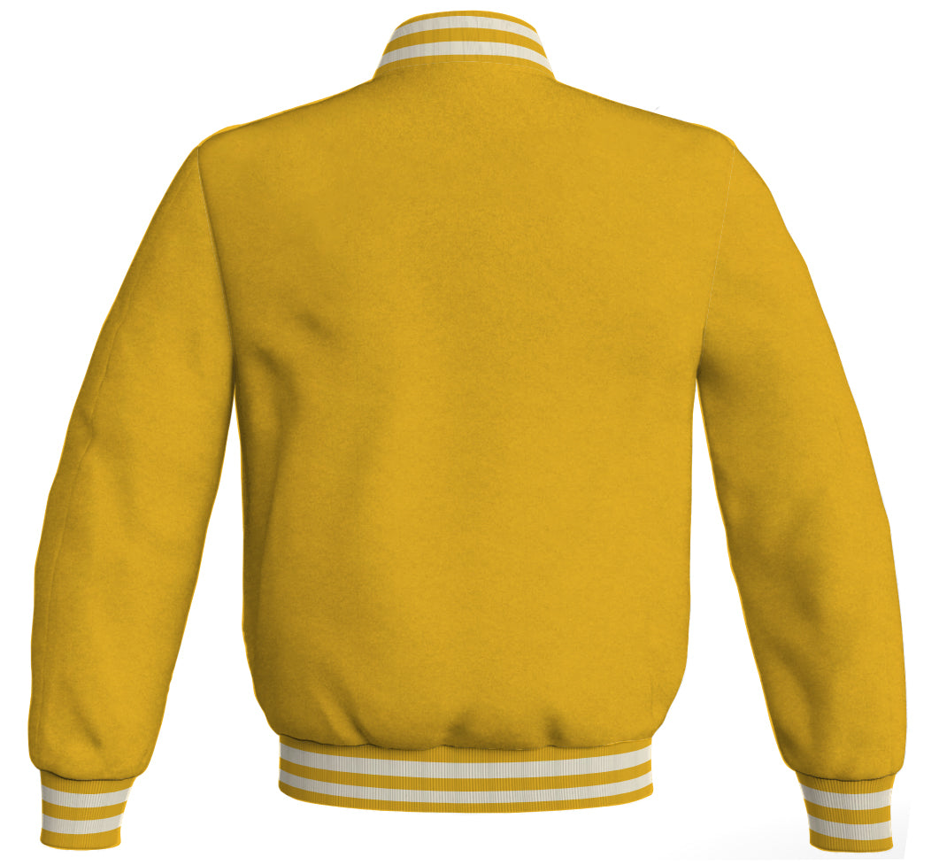Varsity Bomber Jackets Baseball Letterman Yellow/Gold Body Sleeves 