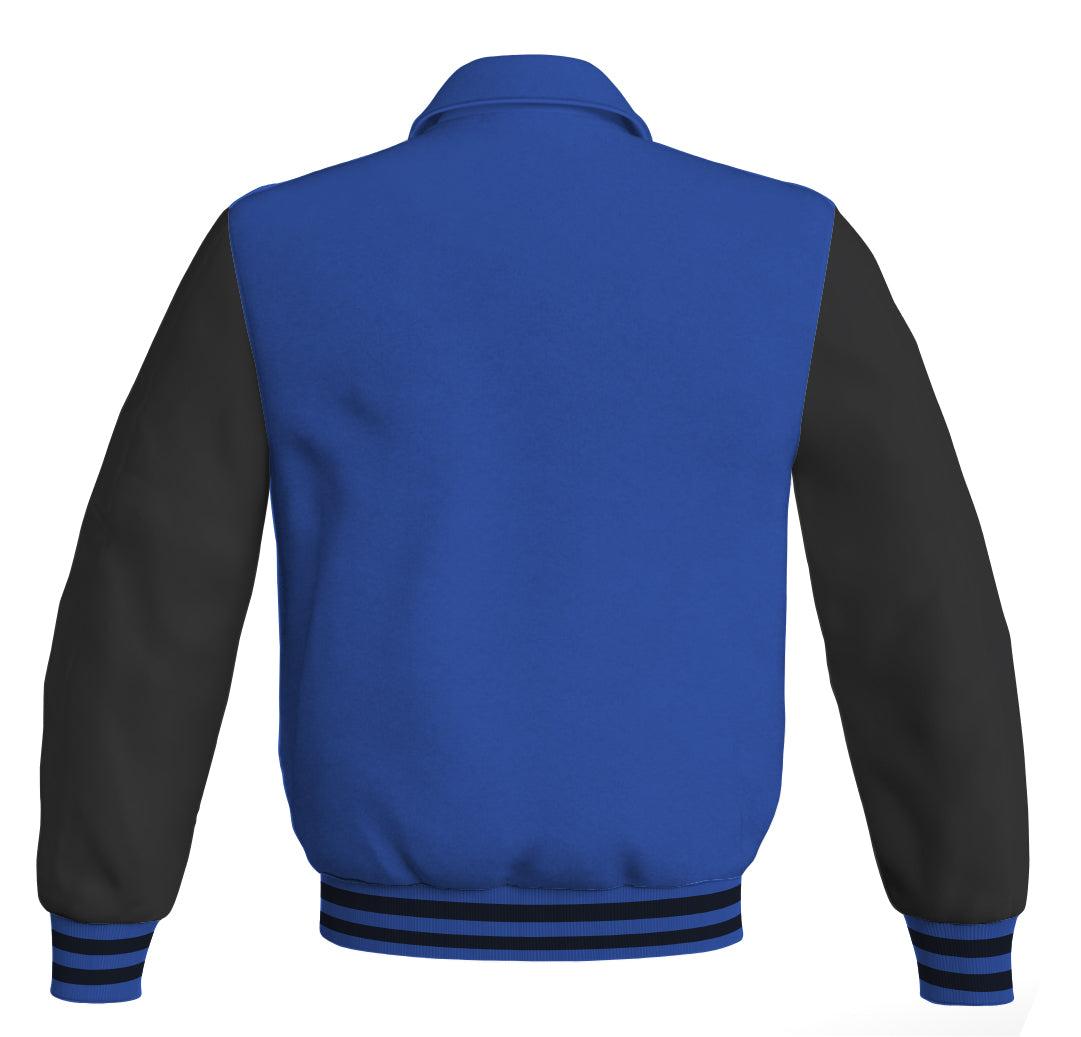 Luxury Bomber Classic Jacket Royal Blue Body and Black Leather