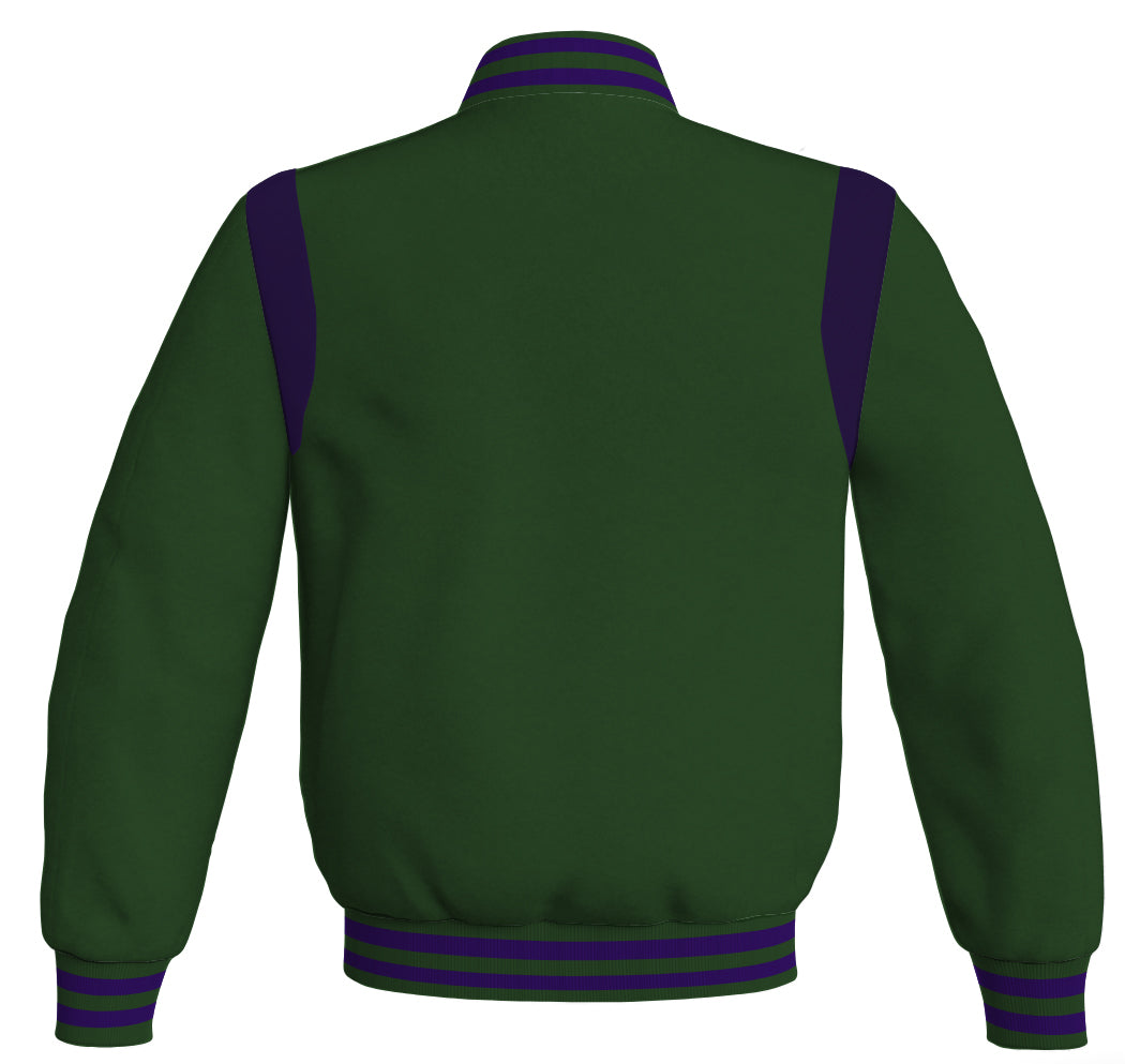 Letterman Baseball Bomber Retro Jacket Forest Green Body Purple Leather jacket