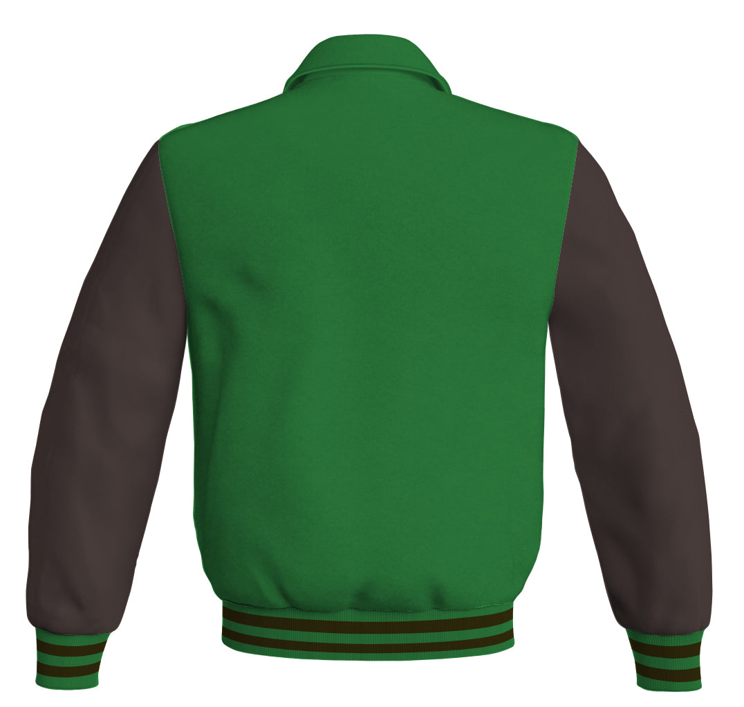 Luxury Bomber Classic Jacket Green Body and Brown Leather