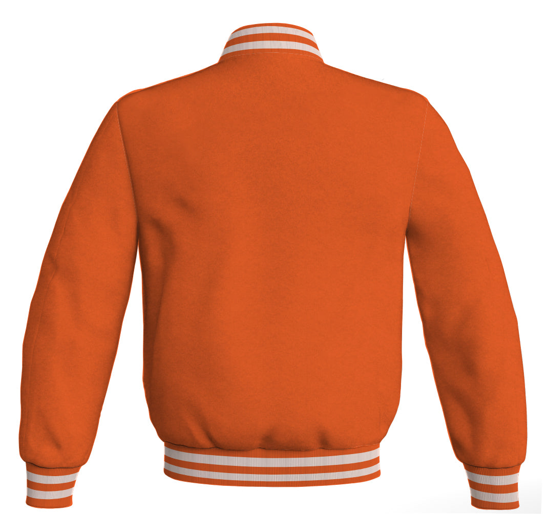 Varsity Bomber Jackets Baseball Letterman Orange Body Sleeves 
