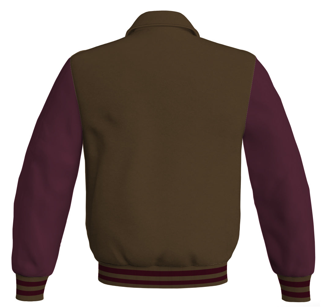 Luxury Bomber Classic Jacket Brown Body and Maroon Leather