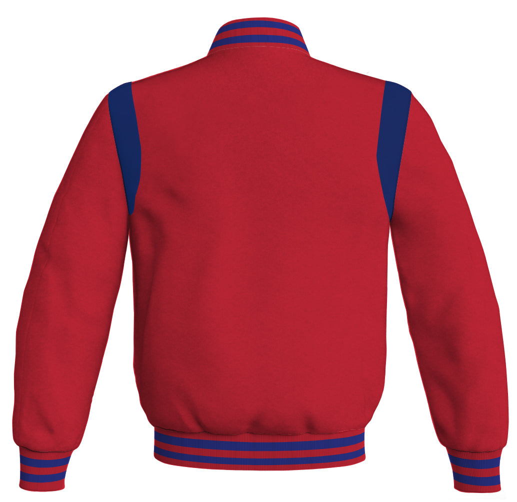 1. Red and blue Letterman Baseball Bomber Retro Jacket with leather inserts.