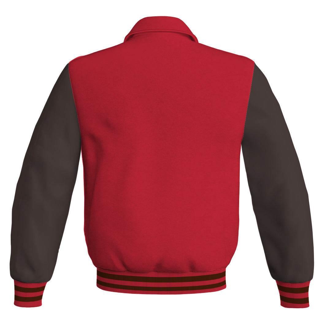 Luxury Bomber Classic Jacket Red Body and Brown Leather
