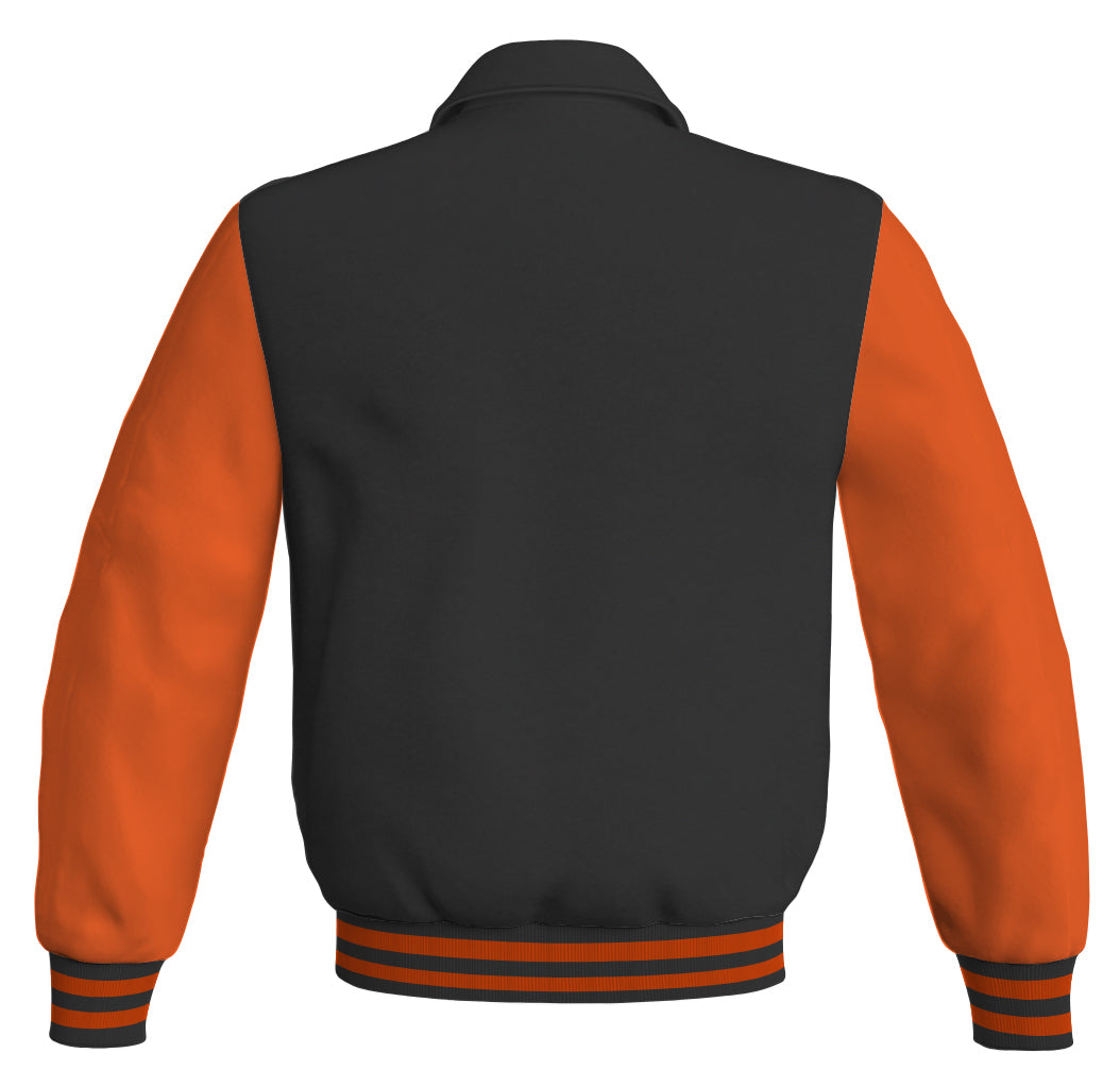 Luxury Bomber Classic Jacket Black Body and Orange Leather