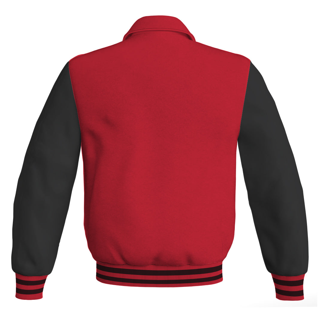 Luxury Bomber Classic Jacket Red Body and Black Leather