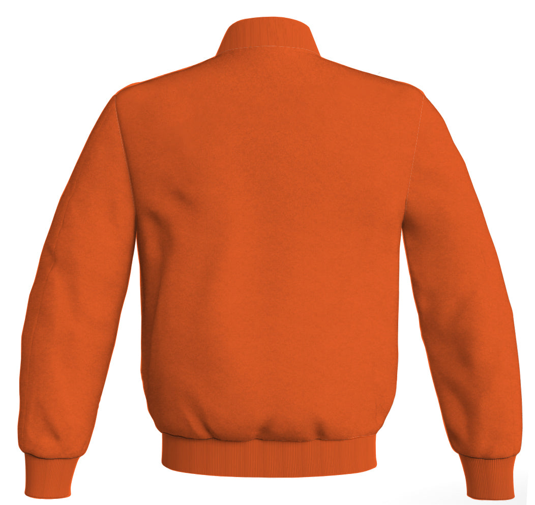Varsity Bomber Jackets Letterman Baseball Orange Body Sleeves Fleece