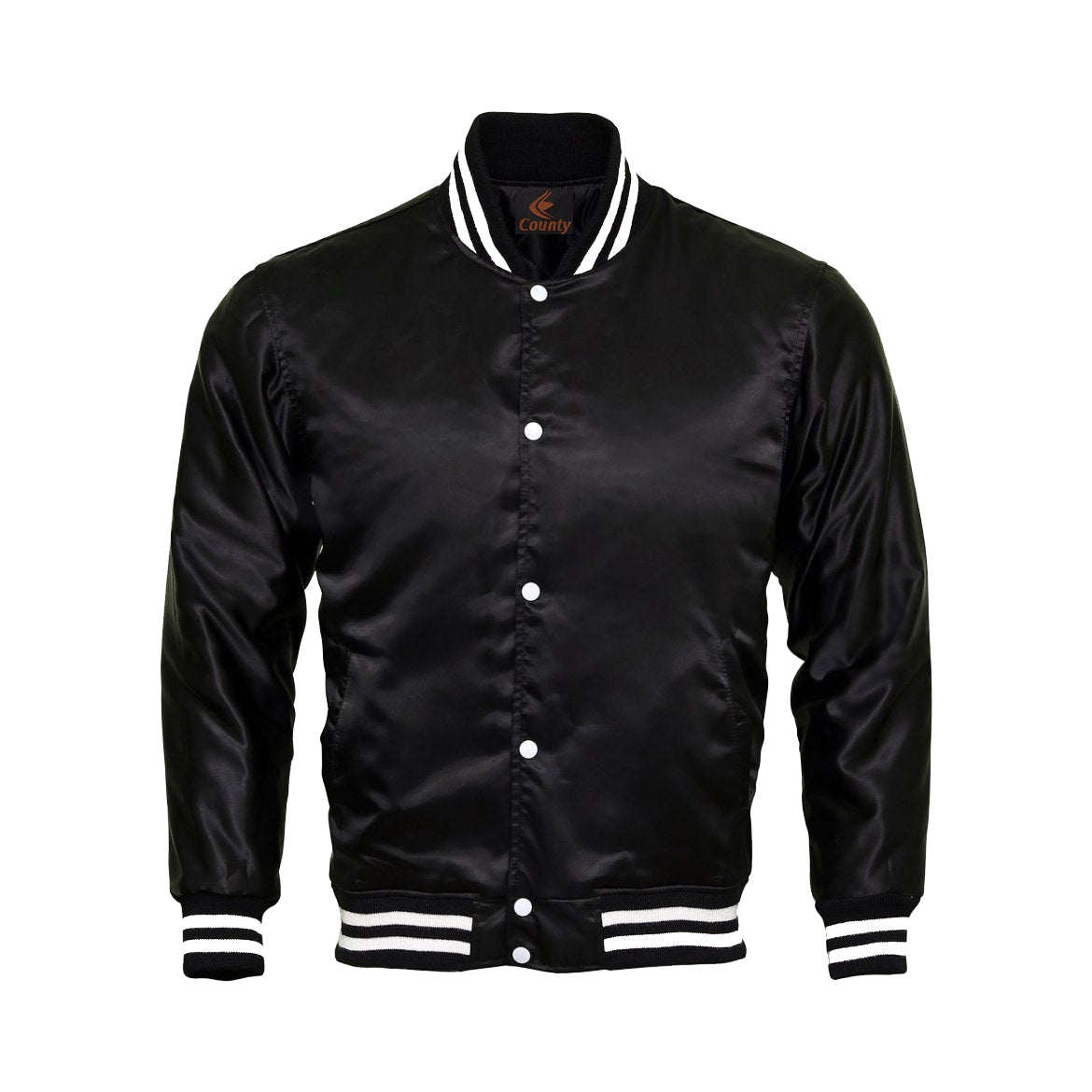 Varsity Jacket Black Satin Jacket Letterman Jacket