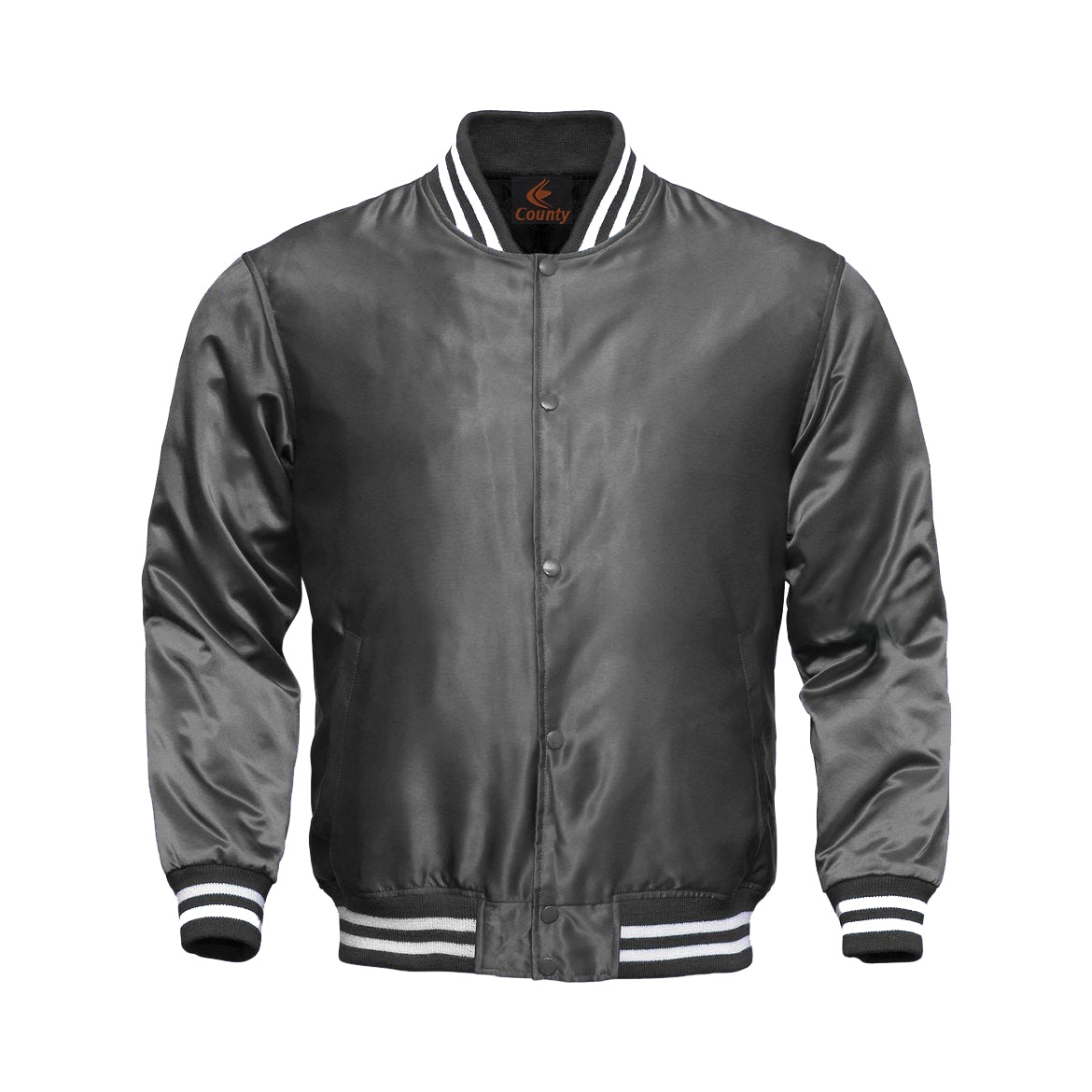 Varsity Jacket Gray Satin Jacket Letterman Jacket