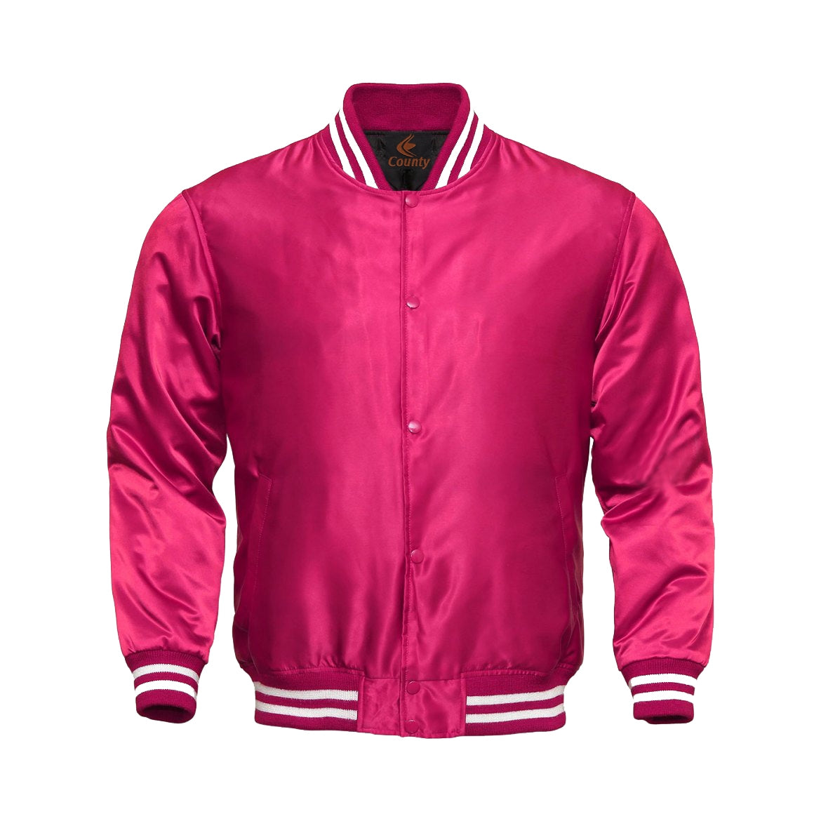 New Letterman Baseball College Varsity Bomber Sports Wear Jacket Hot Pink Satin