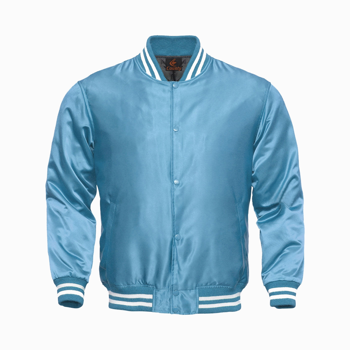 Varsity Jacket Mens Sky Blue Satin Jacket Mens Letterman Jacket