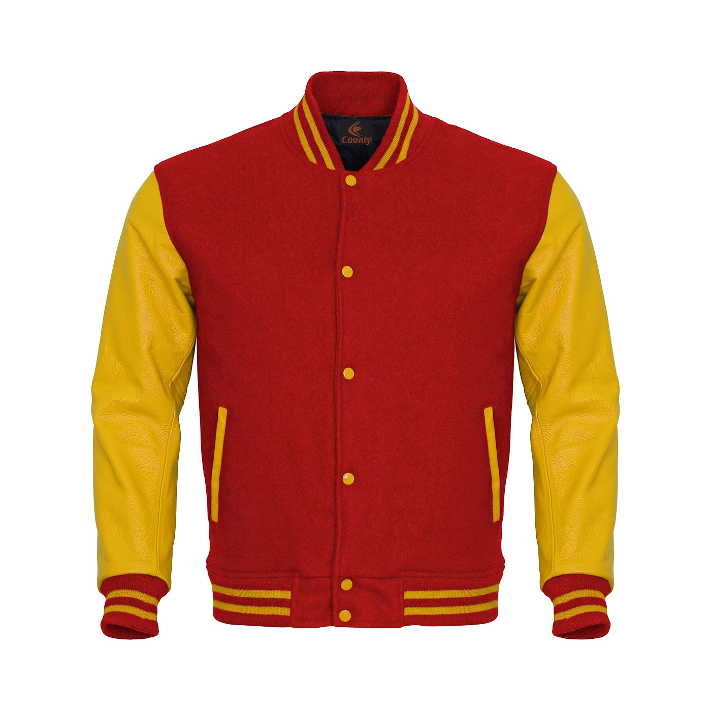 Luxury Red Body and Yellow Leather Sleeves Varsity College Jacket