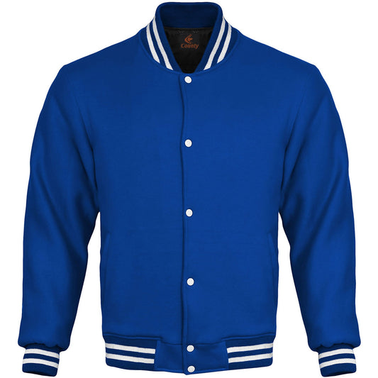 Super Quality Bomber Varsity Letterman Baseball Jacket Royal Blue Body Sleeves